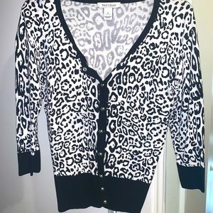 White House Black Market black and white animal print cardigan Size Small